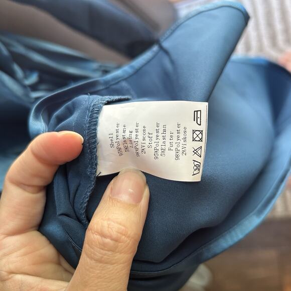 Grace Karin Women's Tied Front Long Sleeve Blue Midi Blouson‎ Dress Small NWT - Picture 8 of 9